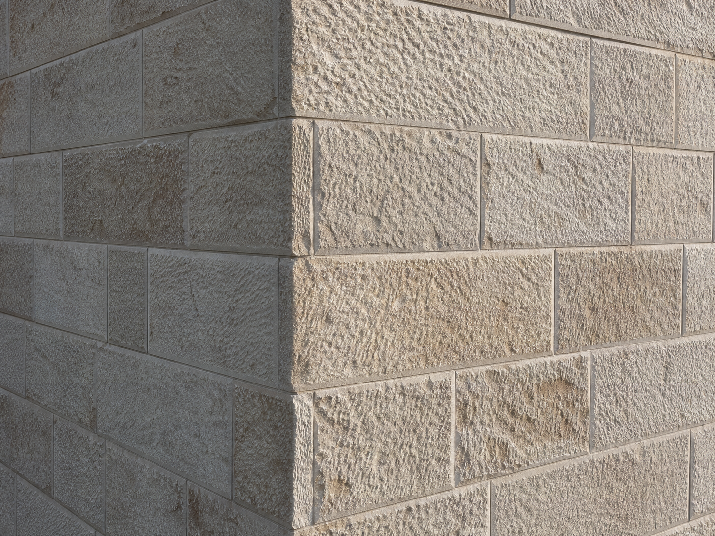 Outside corner detail in natural limestone