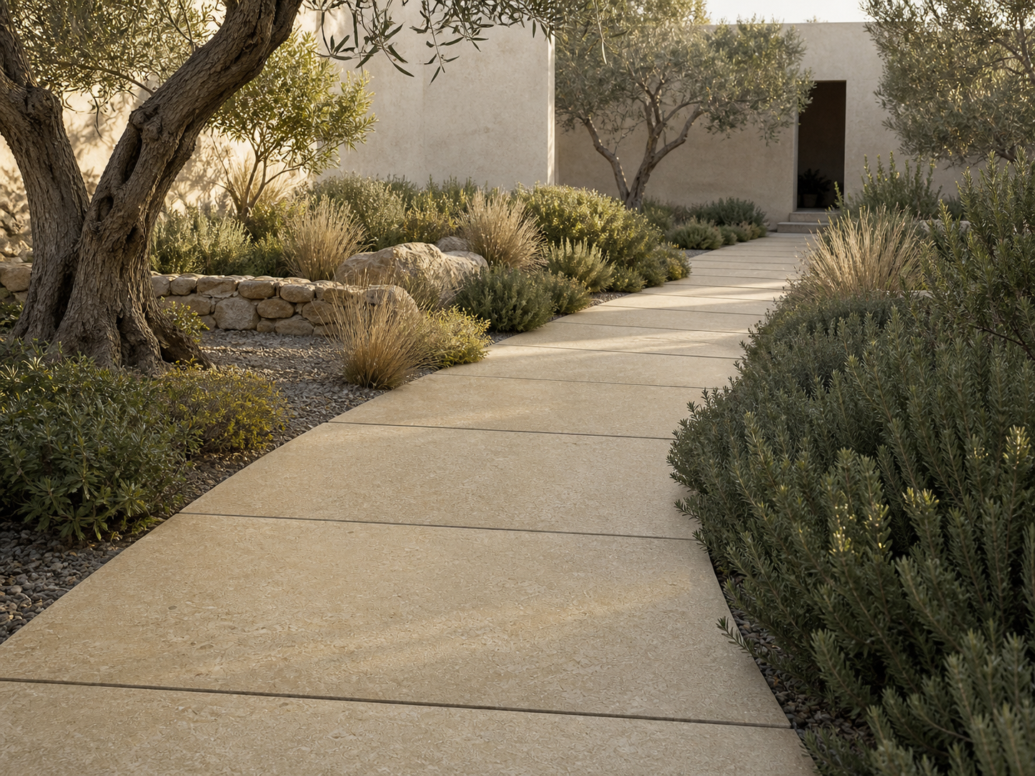 Visualization of a Zola Beige garden path