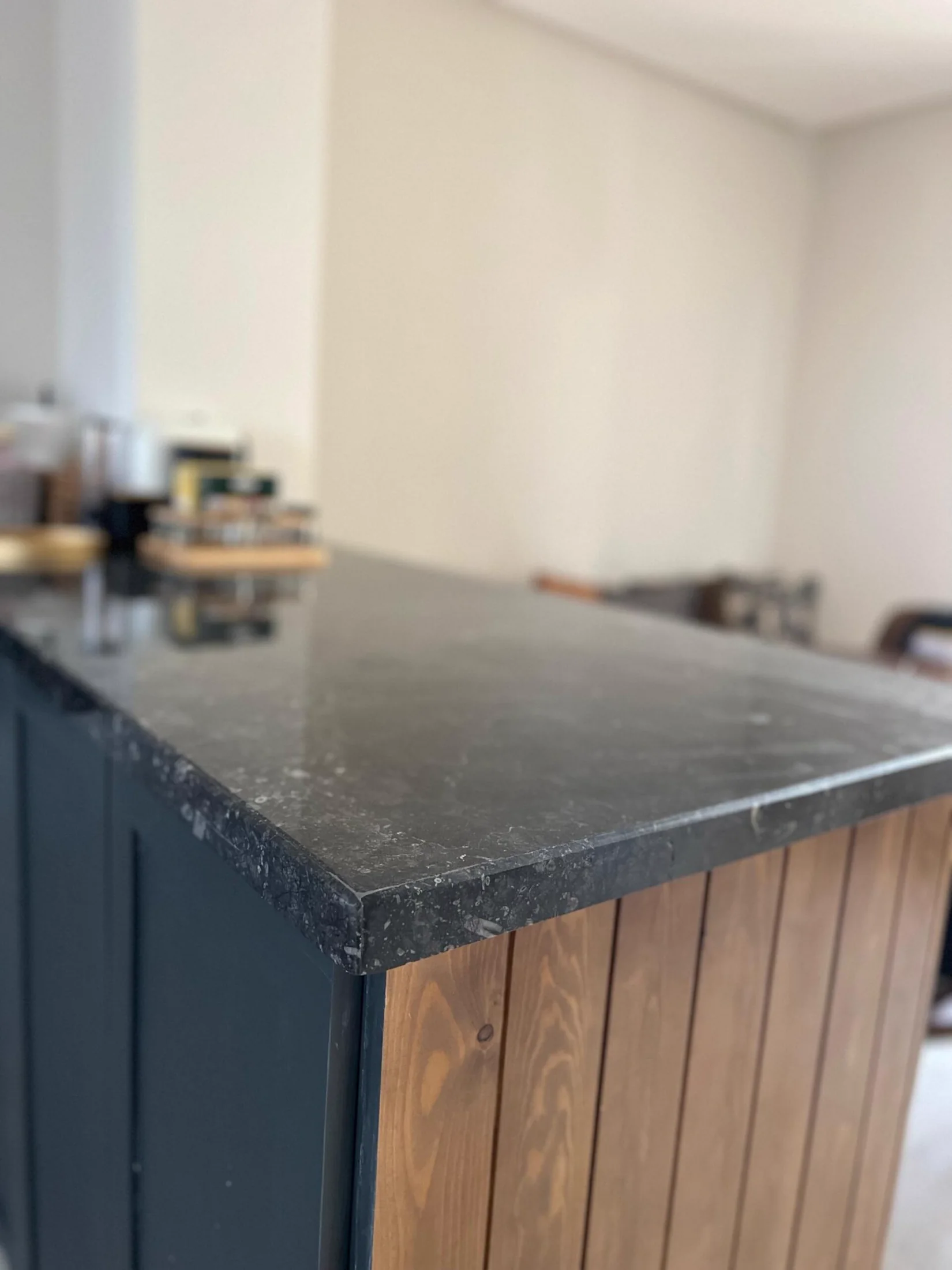 Tobkal Grey marble worktop on a contemporary timber kitchen island