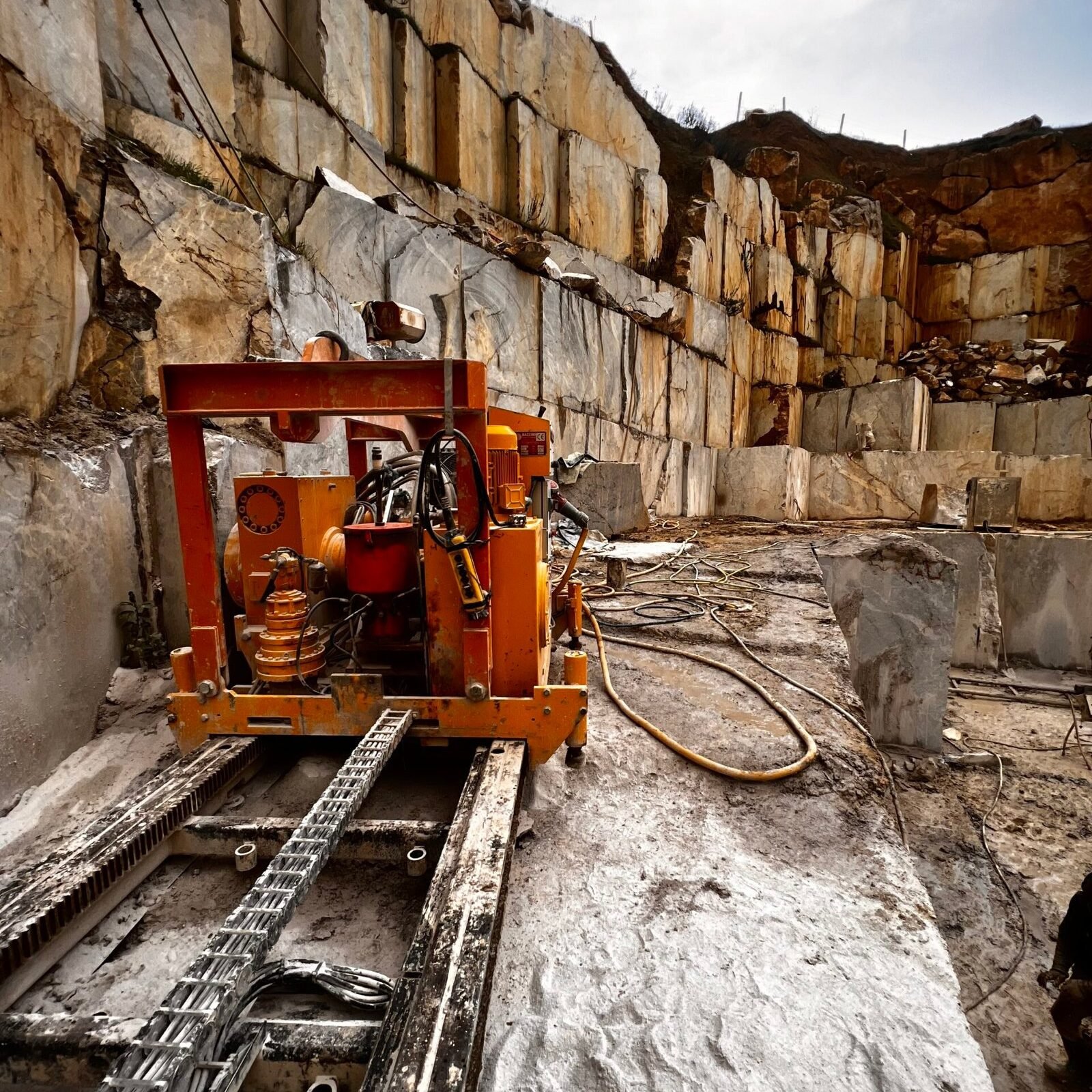 Natural stone quarry and extraction landscape
