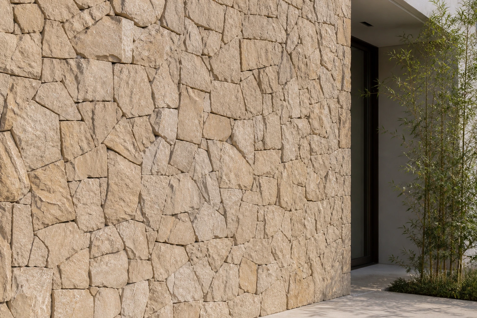 Kasbah natural-stone wall tiles installed in an irregular wall pattern