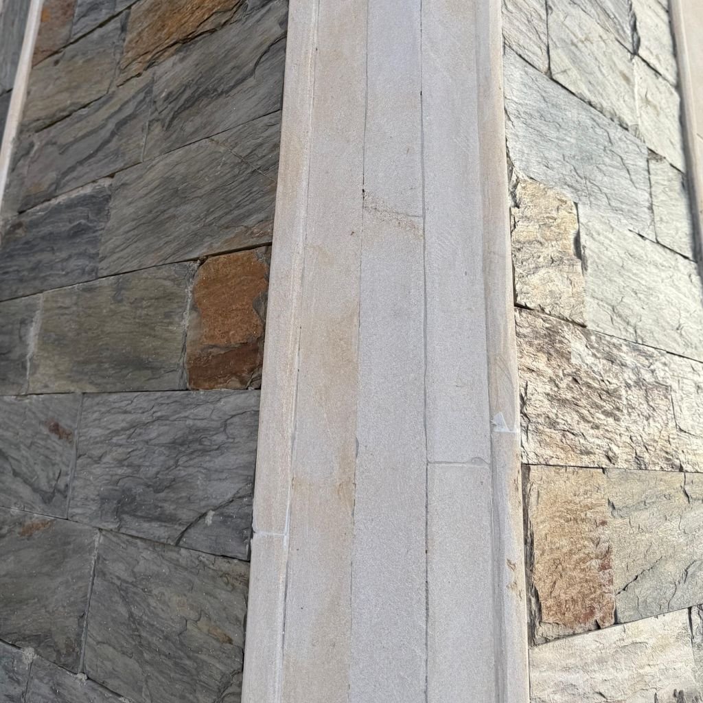 Natural slate walling corner and architectural surround