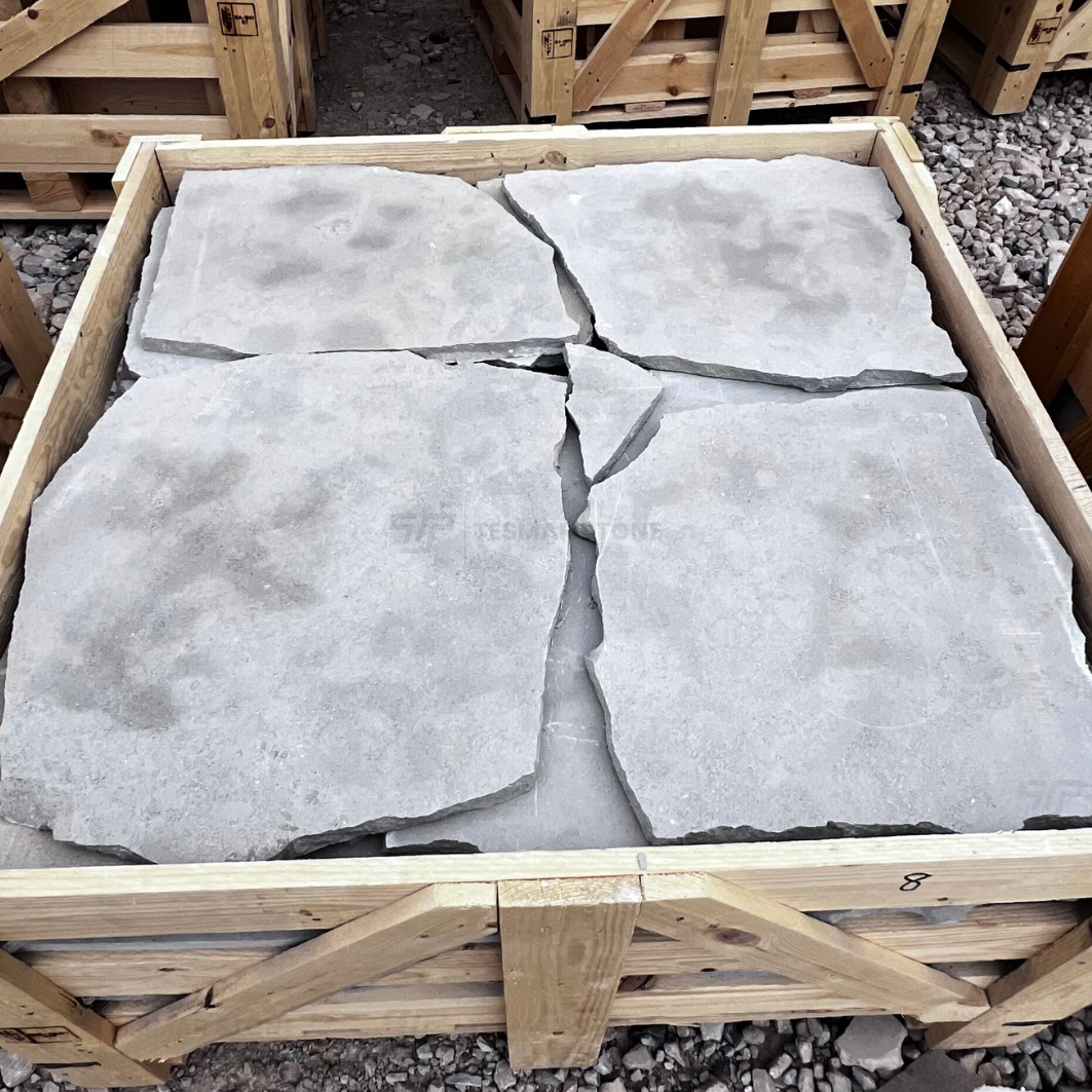 Avallon Grey crazy paving packed in a timber export crate